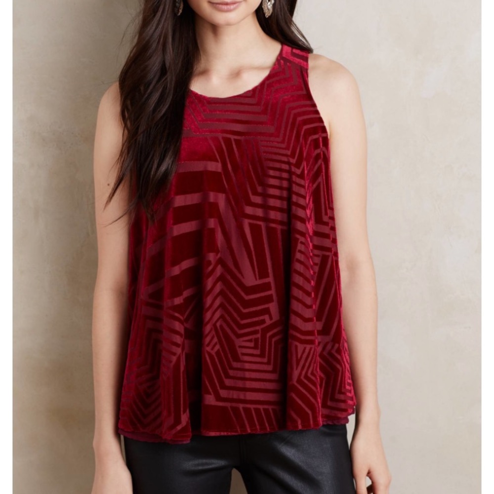 Elegant Red Geometric Women's Top